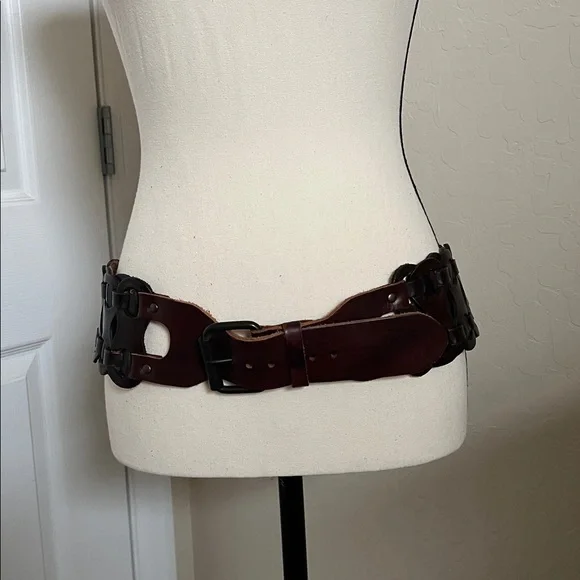 Brown Leather Belt with Buckle - Picture 1 of 4